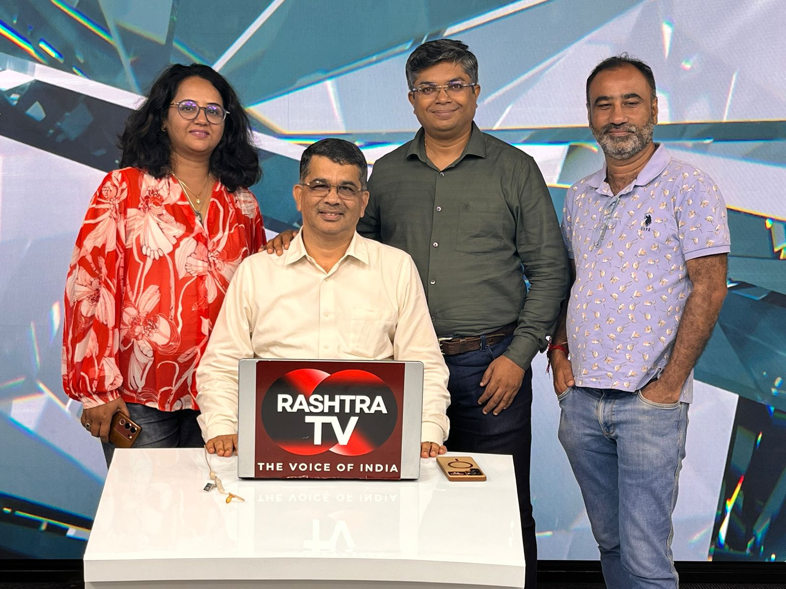 TAWAI Studio team on the Rashtra TV national television set
